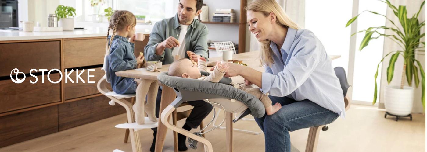 trona evolutiva stokke nomi en uso con set de recién nacido y como silla